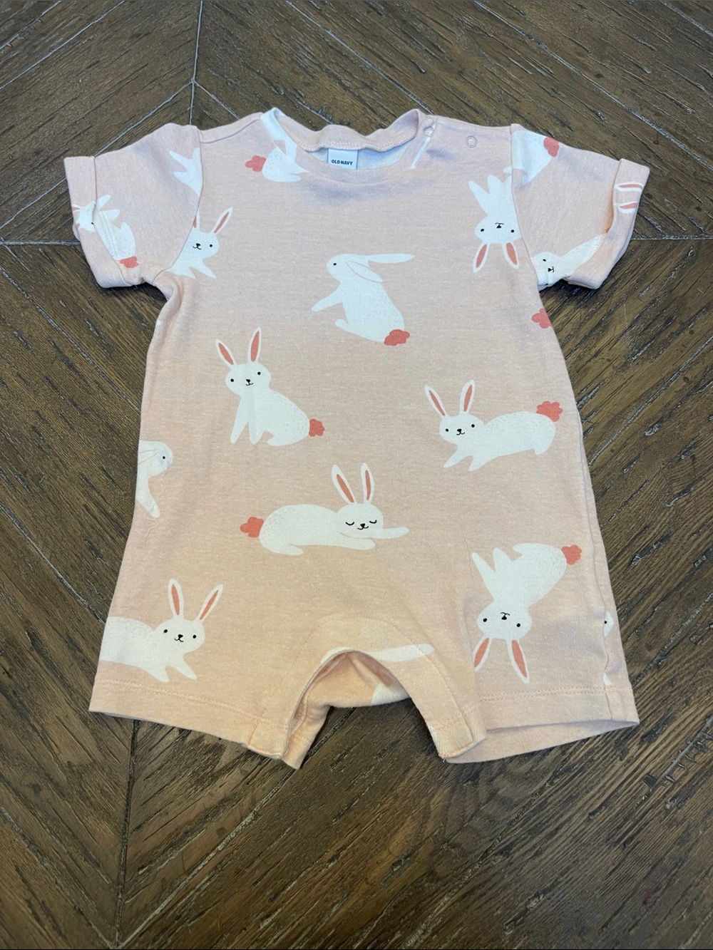 Old Navy Pink Bunny Print One-Piece Romper